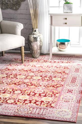 Red Silky Road Muted Floral Design rug - Traditional Rectangle 8' x 11'