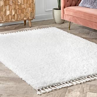 Ivory Luxe Shag Dream Solid Shag with Tassels rug