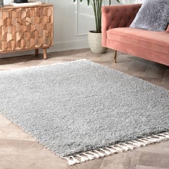 Gray Luxe Shag Dream Solid Shag with Tassels rug