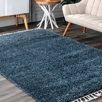 Blue Luxe Shag Dream Solid Shag with Tassels rug