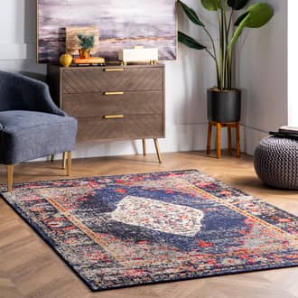 Navy Chroma Iris Fading Oriental Medallion rug