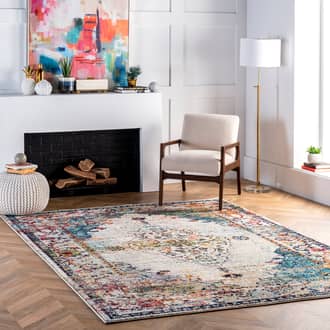 Blue Chroma Iris Fading Oriental Medallion rug - Bohemian Rectangle 10' x 13'