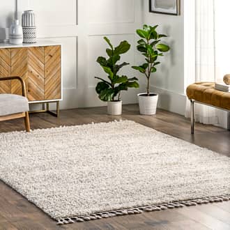 Ivory Kalin Shaded Shag With Tassels rug