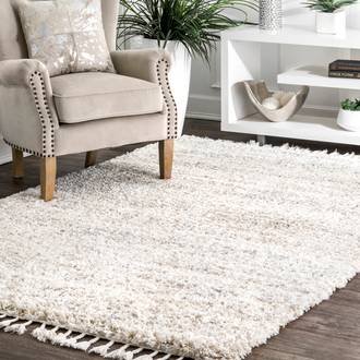 Ivory Kalin Shaded Shag With Tassels rug