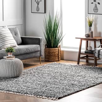 Gray Kalin Shaded Shag With Tassels rug