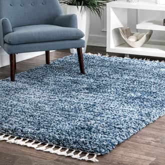 Blue Kalin Shaded Shag With Tassels rug