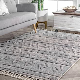 Gray Grooven Shaggy Diamond Bands Tassel rug