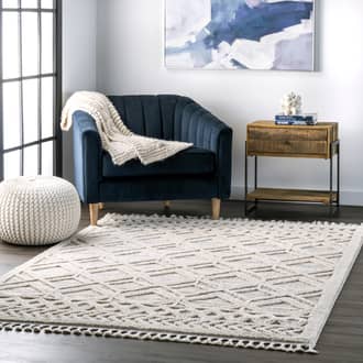 Light Gray Grooven Shaggy Lattice Tassel rug