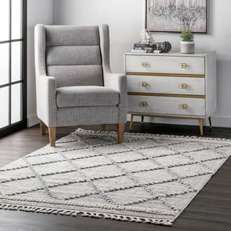 Grey Grooven Textured Cable Trellis Tassel rug