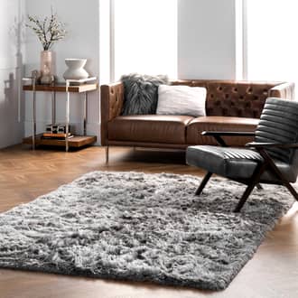 Silver Silvics Silky Shine Solid Shag rug