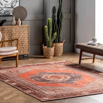 Orange Basili Washable Southwestern Medallion rug