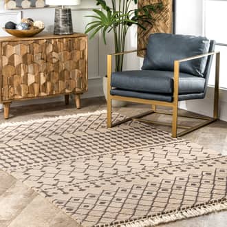 Beige Charmie Wool Modern Trellis rug