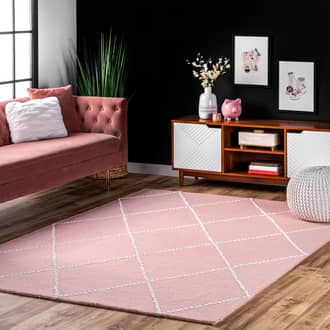 Baby Pink Tuscan Dotted Diamond Trellis Nursery rug