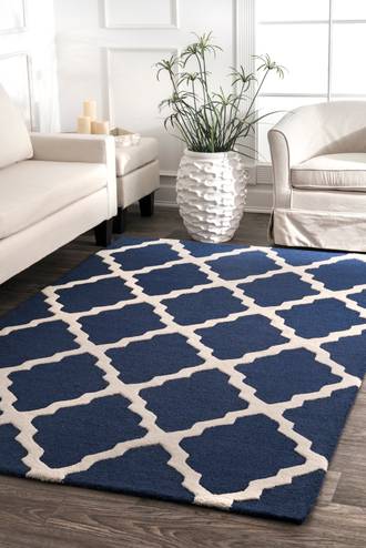 Navy Homespun Moroccan Trellis rug