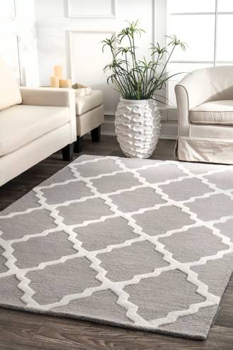 Light Gray Homespun Moroccan Trellis rug