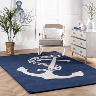 Navy Tuscan Nautical Anchor rug