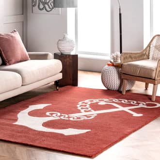 Rust Tuscan Nautical Anchor rug