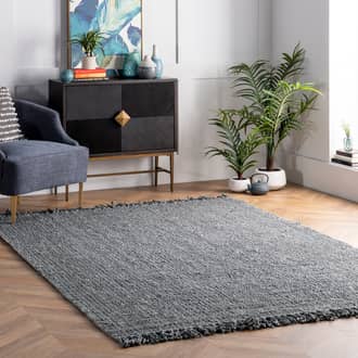 Gray Responsibly Handcrafted Chunky Jute Tasseled rug