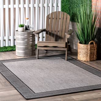 Gray Aperto Monochrome Bordered Indoor/Outdoor rug