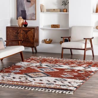 Red Hearthside Moroccan Diamond Shag With Tassels rug