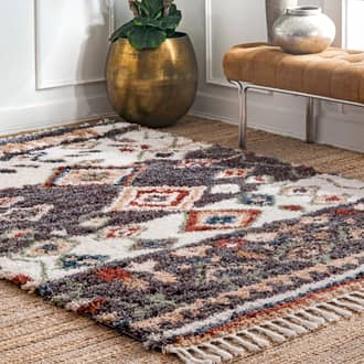 Gray Hearthside Moroccan Diamond Shag With Tassels rug