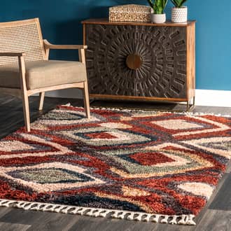 Multi Hearthside Abstract Trellis Shag with Tassel rug