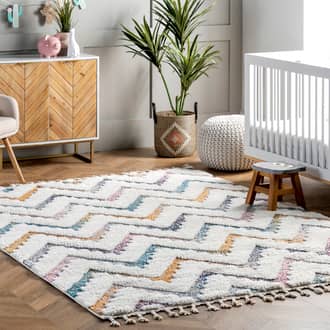 Ivory Cloudcraft Carved Chevron Shag rug