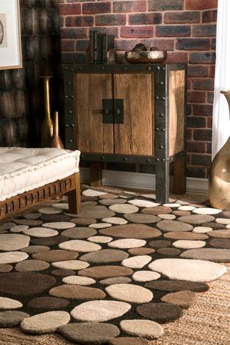 Natural Serendipity Contemporary Handmade Wool Pebbles Cobblestone rug