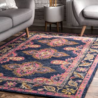 Navy Pavilion Wool Bordered rug