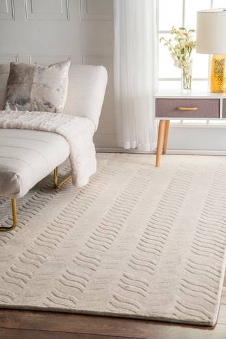 Ivory Monochrome Carved Chevron rug