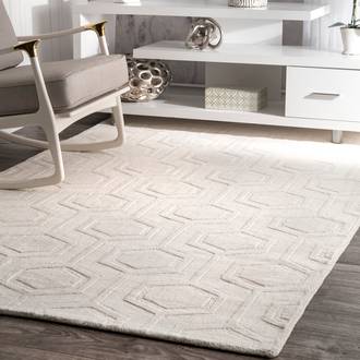 Ivory Monochrome Honeycomb rug