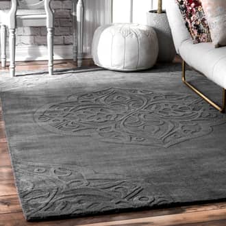 Gray Monochrome Wool Medallion rug