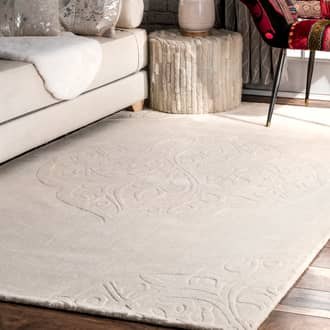 Ivory Monochrome Wool Medallion rug