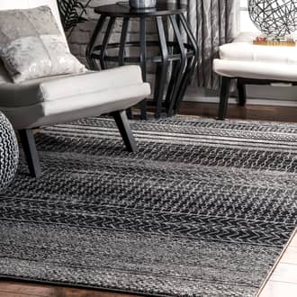 Dark Gray Bosphorus Banded Abacus And Stripes rug