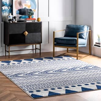 Blue Bosphorus Geometric Banded rug