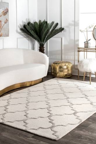 Ivory Satara Janelle Wool Trellis rug