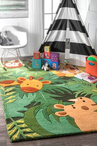 Green Cradle Safari Friends rug