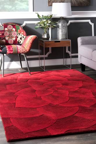 Red Cenon Floral Transitions rug - Contemporary Rectangle 6' x 9'