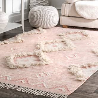 Pink Nacoda Shaggy Moroccan Lattice Fringe rug - Geometric Rectangle 7' 6in x 9' 6in