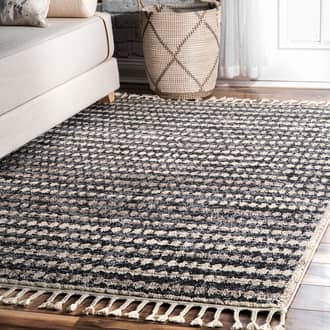 Gray Opell Freckled Stripes Tassel rug