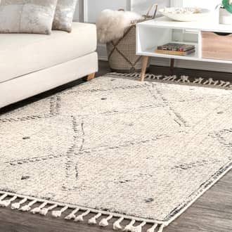 Ivory Opell Moroccan Trellis Tassel rug