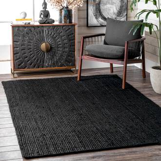 Black Responsibly Handcrafted Jute Braided rug