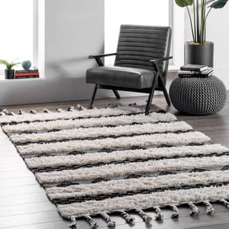 Ivory Lovett Shaggy Striped Texture rug