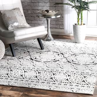 Black and White Laicie Floral Tokens rug - Contemporary Rectangle 9' x 12'