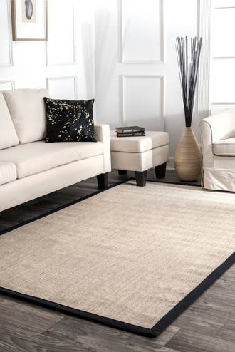 Black Maui Bordered Bleached Sisal rug