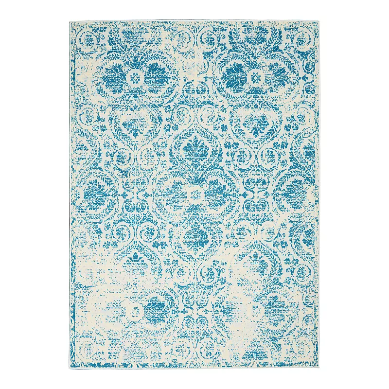 Nourison Jubilant Perry Rug, Blue, 8X10 Ft