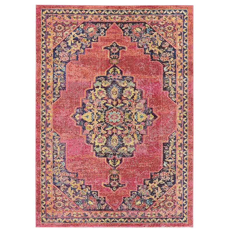 Nourison Passionate Medallion Rug, Pink Ovrfl, 8Ft Rnd