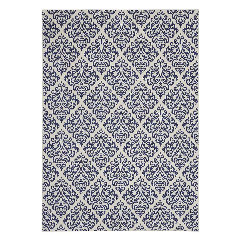 Nourison Grafix Damask I Rug, White, 8X10 Ft