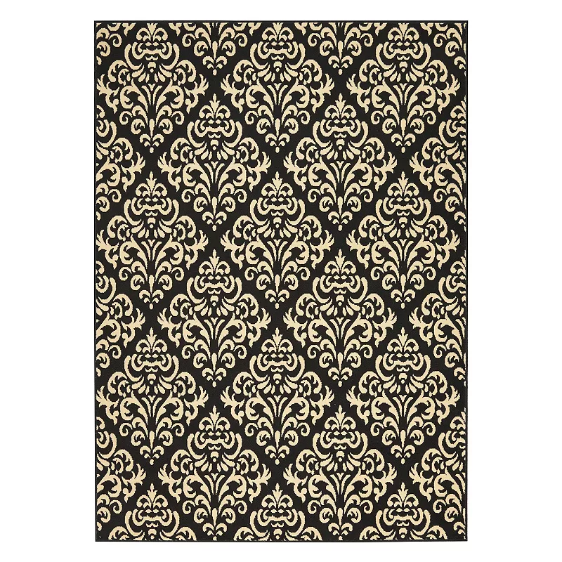 Nourison Grafix Damask I Rug, Black, 8X10 Ft