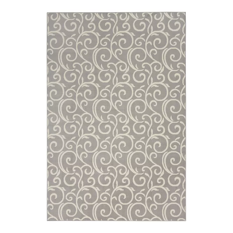 Nourison Nourison Grafix Scroll Area Rug, Med Grey, 8X10 Ft